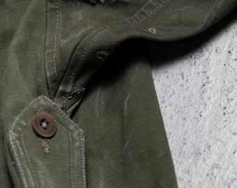 1940-50s French Army Motorcycle M38 Cotton/linen Coat Wood