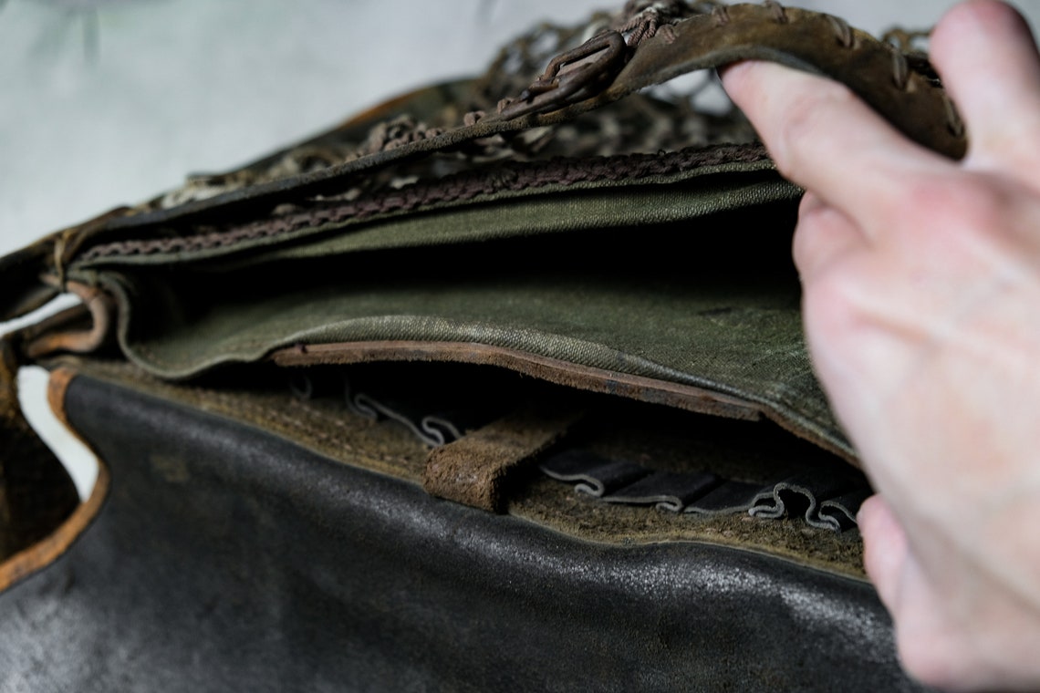 French 1950s Antique Leather Hunting Bag Etsy