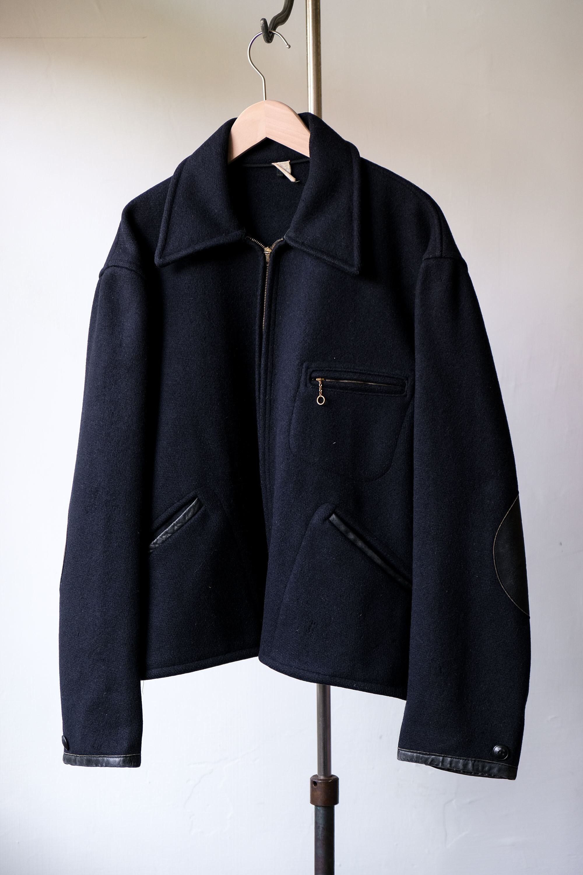 Vintage Leather Patch Wool Sport Jacket Crown Zipper - Etsy