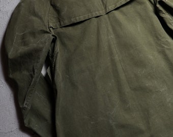 1940-50s French Army Motorcycle M38 Cotton/linen Coat Wood