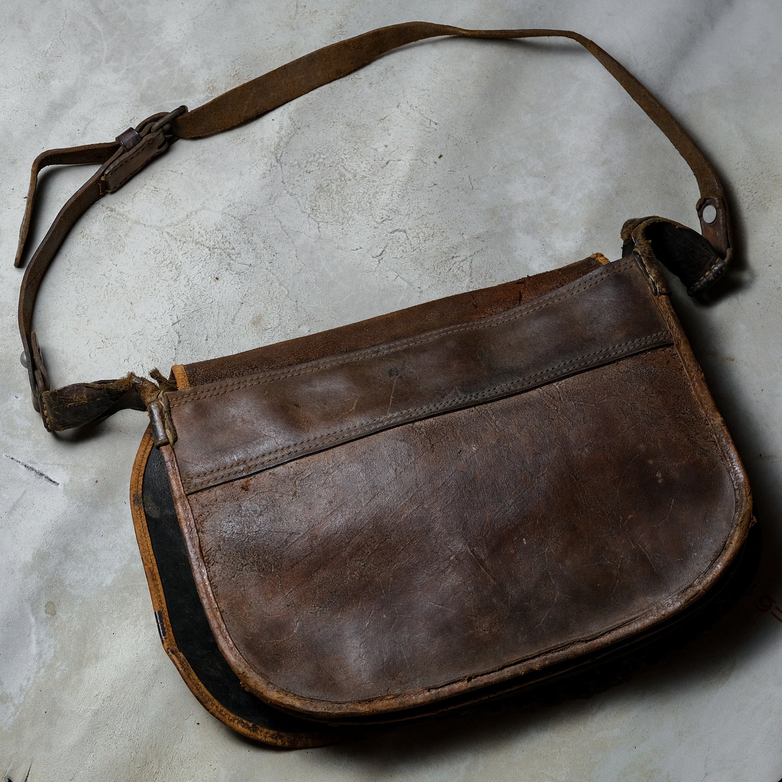 French 1950s Antique Leather Hunting Bag Etsy