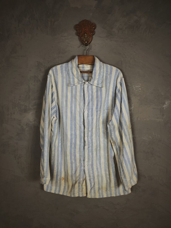 British Prisoner Pyjamas Shirt / with label / 60s