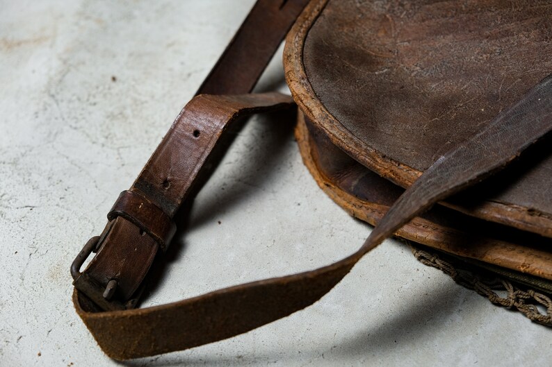 French 1950s Antique Leather Hunting Bag Etsy