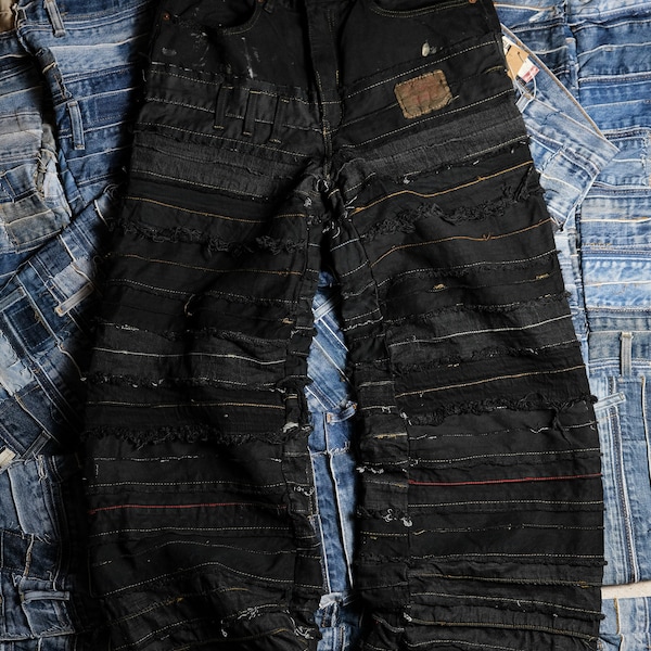 Remake Vintage Patchwork Denim Jeans /BL