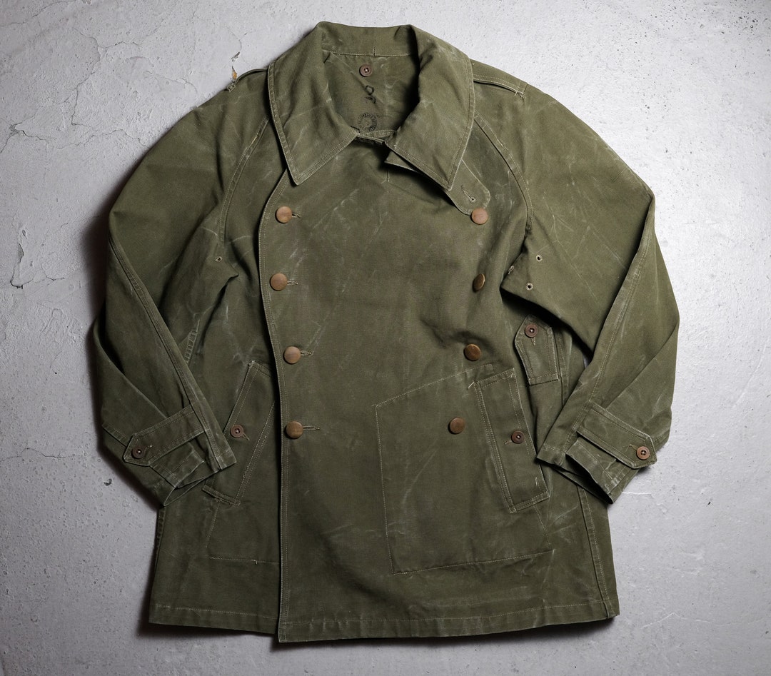 1940-50s French Army Motorcycle M38 Cotton/linen Coat Wood - Etsy