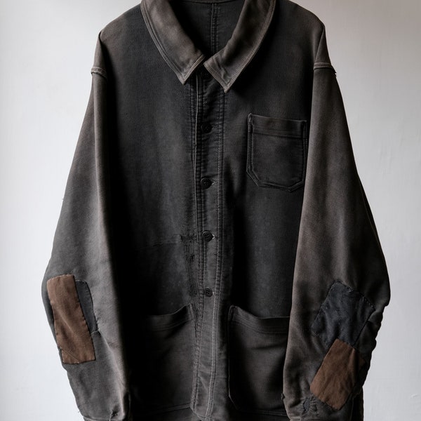 French Vintage “Francais” Grey Moleskin Patch Work Jacket