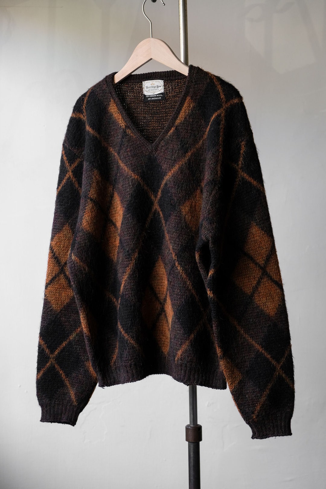 1960s Vintage harridge Row Argyle Pattern Mohair Knit Sweater - Etsy
