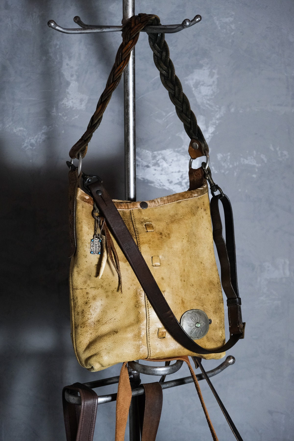 J.augur Design Leather Concho Hobo Bag - Etsy J.augur Design Leather Concho Hobo Bag - Etsy