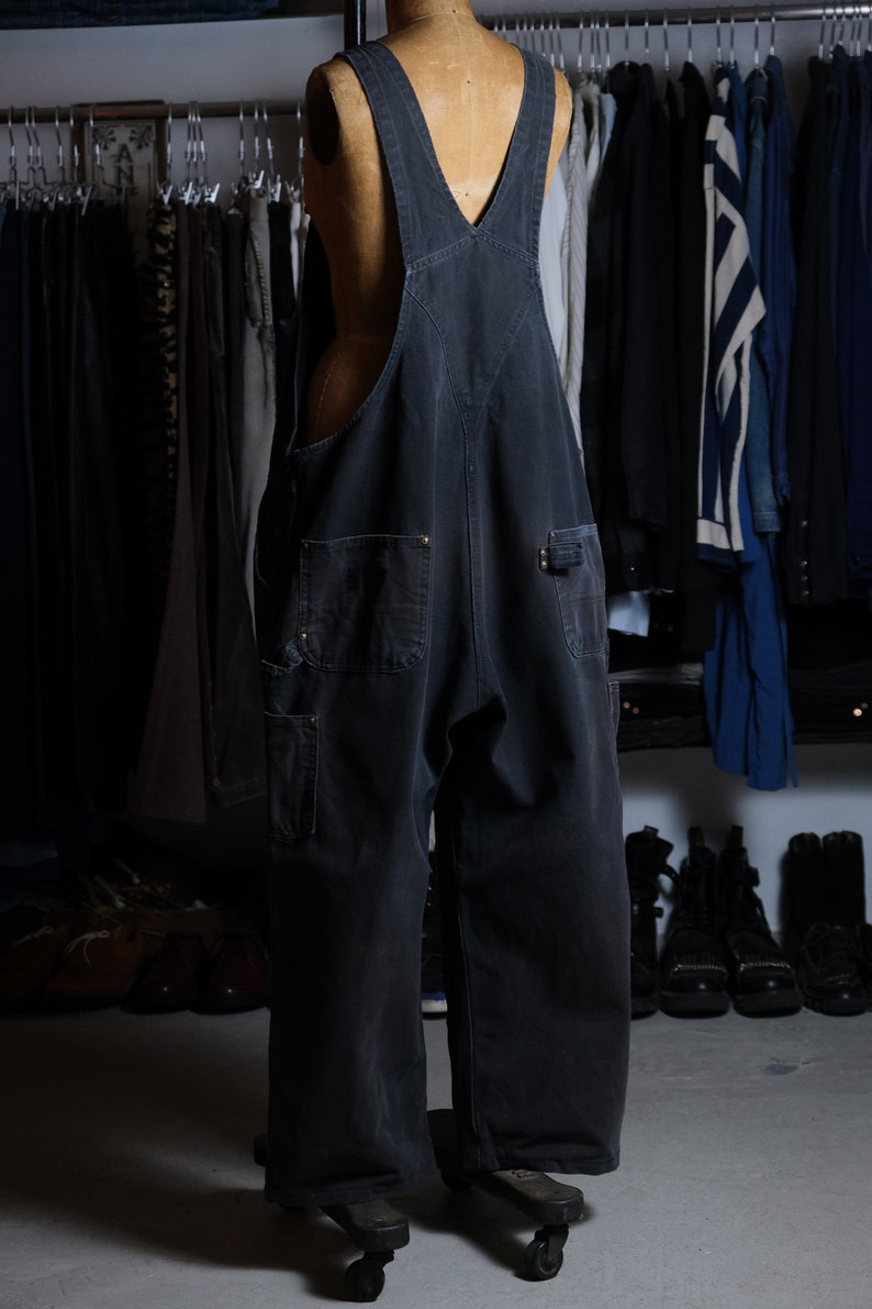 Oversized Carhartt double-knee duck overalls, men's size W47 unclear black type Vintage Second Hand
