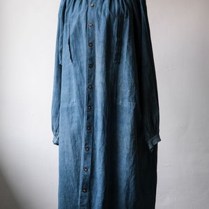 French 1910’s Antique Indigo Linen Biaude