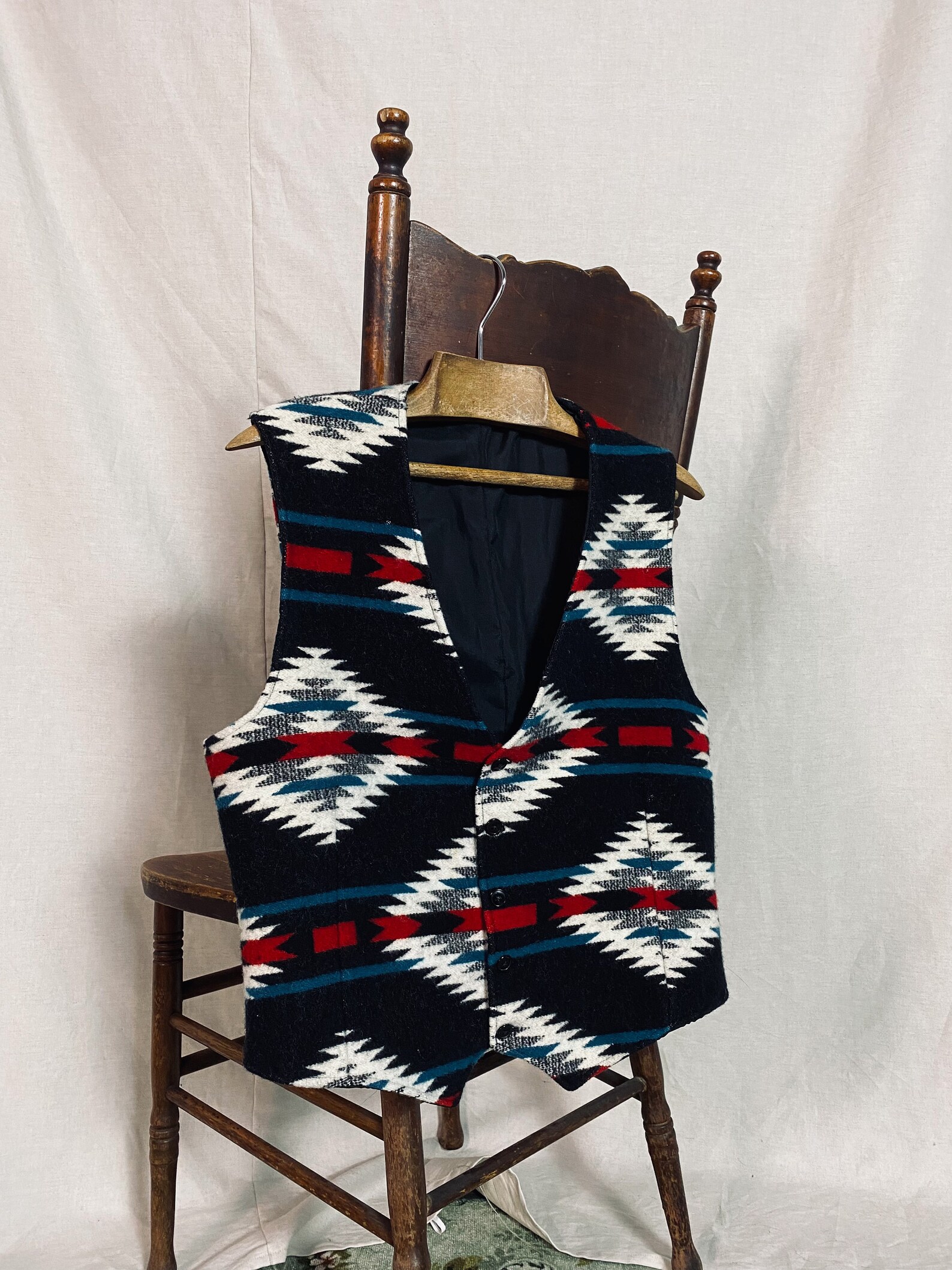 Vintage Chimayo Wool Vest Etsy