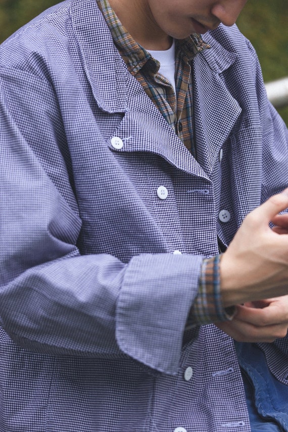 70s Vintage French Butcher's Double-breasted Coat - Etsy
