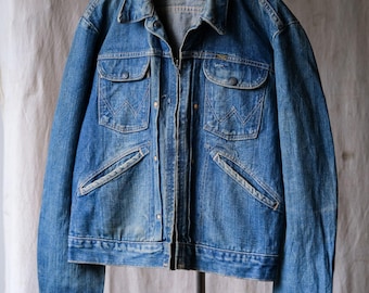 Vintage Wrangler denim jacket 1960s 60s 24 MJZ faded patched Vintage Wrangler denim jacket 1960s 60s 24 MJZ faded patched