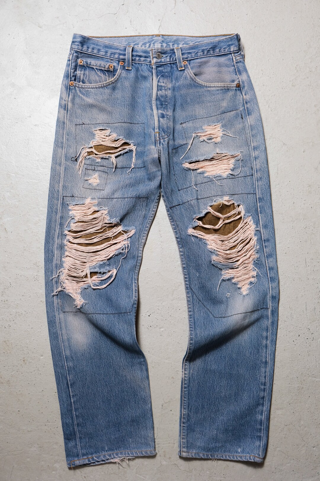 Levis Vintage 501 Damaged Denim Jeans - Etsy Levis Vintage 501 Damaged Denim Jeans - Etsy
