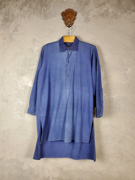 40s Vintage French Work Shirt / Pullover Shirt /blue Pullover 