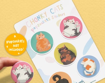 Chonky Cat Popsocket Waterproof Vinyl Sticker