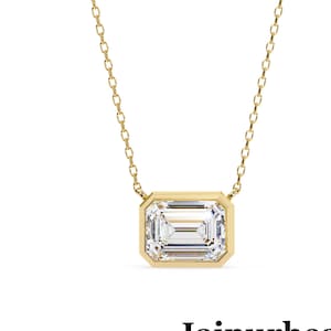 Emerald Cut Moissanite Pendant | 925 Sterling Silver Necklace | Dainty Solitaire Jewelry | Anniversary Necklace for Her | Sparkle Jewelry