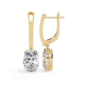 Moissanite Drop Earrings: Oval Cut, 925 Sterling Silver Dangle Earrings