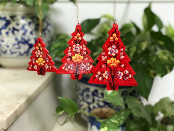 Handmade Christmas Tree Decorations Ornaments Kashmiri Paper Etsy