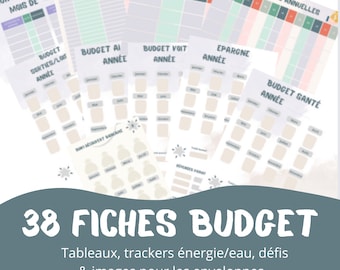Budget management kit - 38 Budget sheets - Savings - Envelopes - trackers - financial challenges - PDF to print