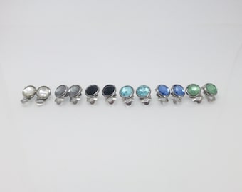 Kleine Ohrclips Glas-Cabochons 8mm facettiert Edelstahl viele Farben