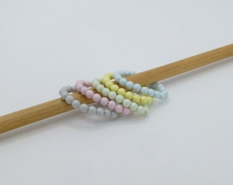 elastic bead ring 3 mm pastel colors, stretch ring, gift for you