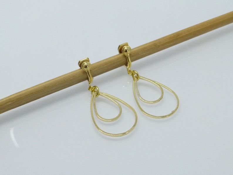 Long gold drop earrings filigree image 2