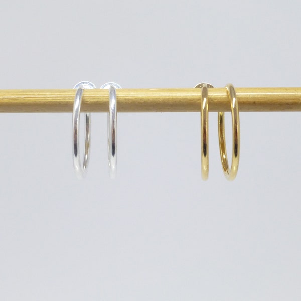 Creole ear clips 20 mm gold-plated brass, clip creoles