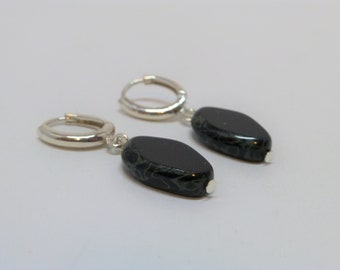 Earrings Bohemian glass drops Black Silver,