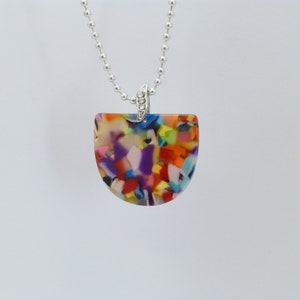 Ball chain silver pendant acrylic colorful
