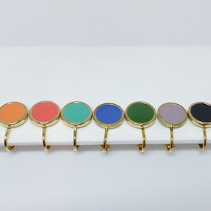 Clip earrings enamel coins 12 mm gold, colorful clip earrings