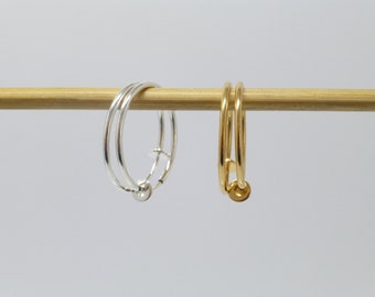 Hoop ear clips 25 mm brass silver plated gold plated, clip hoops