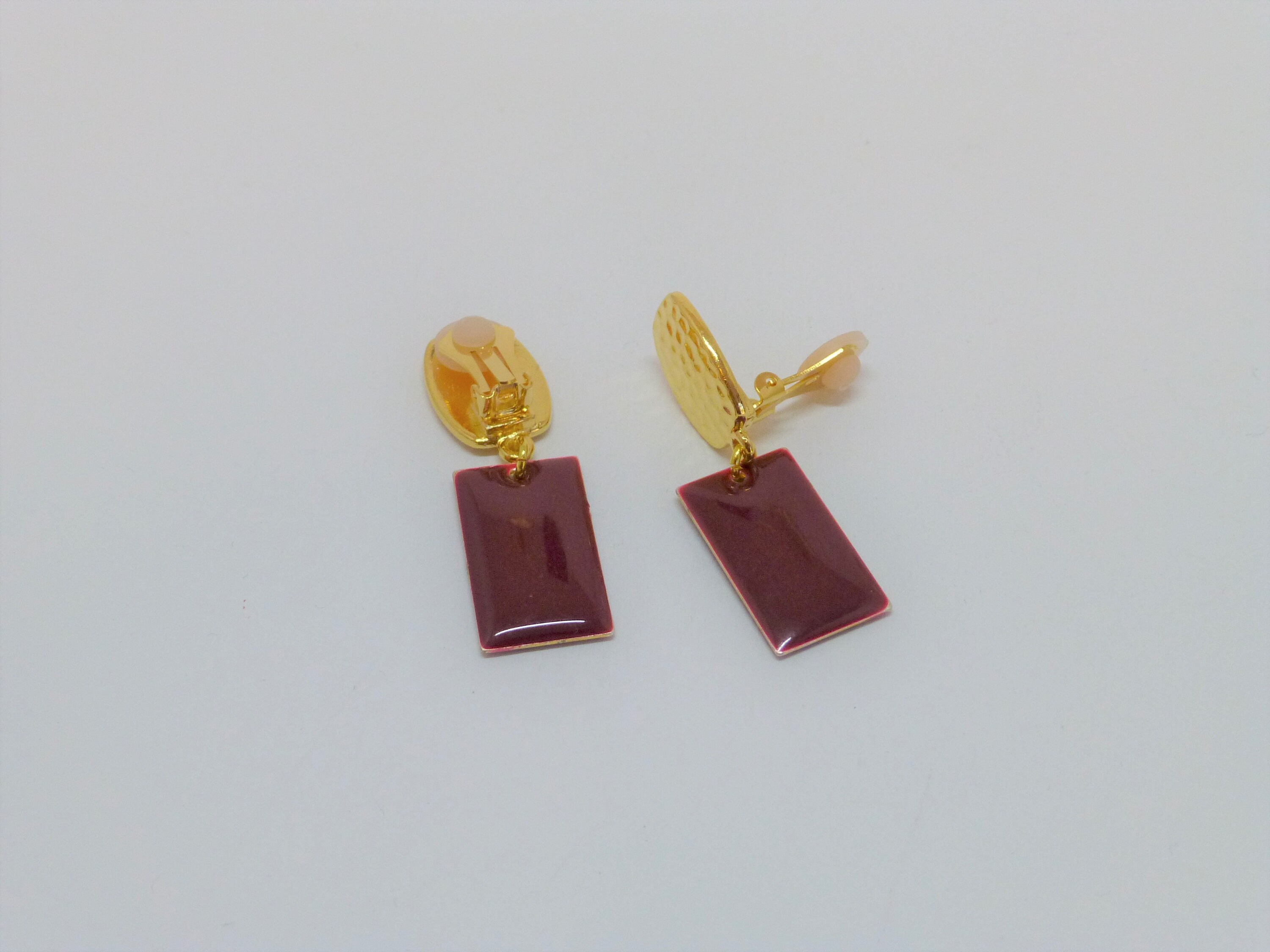 Rectangular Ear Clips Long Rectangular Gold-plated Ear Clips With Enamel Rectangle - Etsy UK
