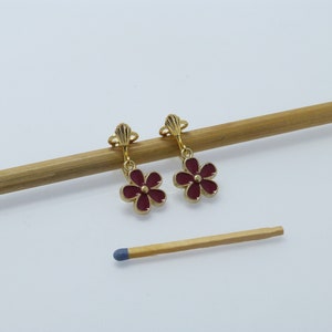 Ohrclips Emaille-Blume Pastell-Bunt Weiß Rosa Rot Blau Bild 10