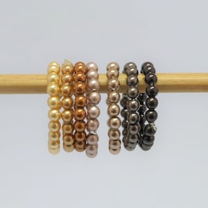 Perlenring 3mm Gold Braun Kupfer, Stretchring