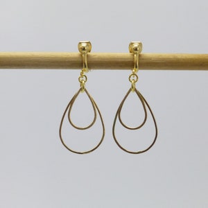 Long gold drop earrings filigree