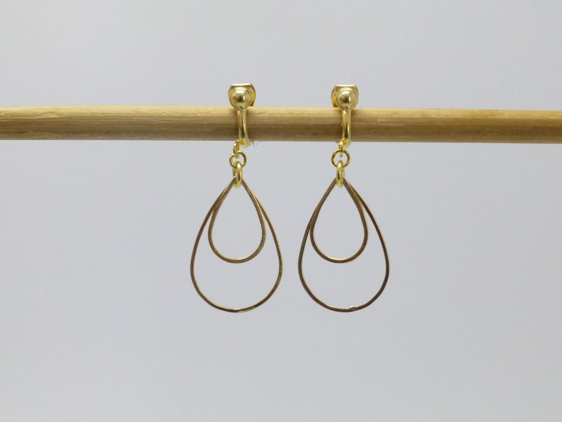 Long gold drop earrings filigree image 1