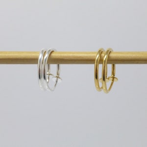 Hoop ear clips 17 mm brass silver plated gold plated, clip hoops