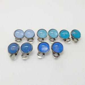 Small ear clips glass cabochons 8 mm stainless steel blue turquoise