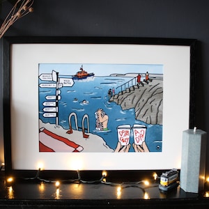 Irish Sea Swimming Print | Personalise Place Name | Bronaghraff