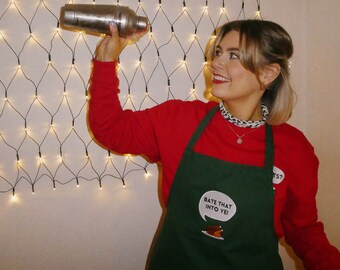 Irish Christmas Apron 'Bate that into ye' Green
