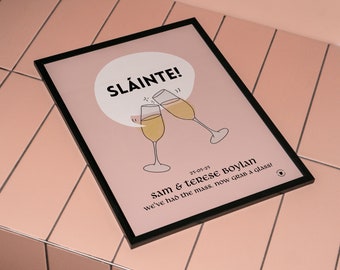 Sláinte Irish gepersonaliseerde trouwprint | Prosecco-champagne Proost