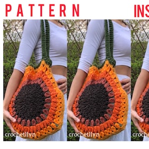 Sunflower crocheted bag, summer bag, Summer Crochet Bag, Sunflower crossbody bag, cute flower bag, crochet pattern bag, Crochetlyn