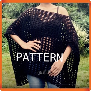 Crochet Airy Loose Top, Summer Dress, Boho cover-ups, patterns, woman&#39;s beach top, sexySee Through,Resort Wear, Handmade, loose, poncho,