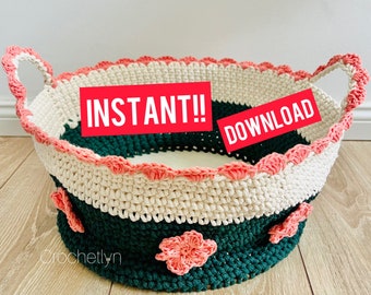 Crochet Basket Pattern, Newborn Posing Prop, Nursery Decor (PDF File)