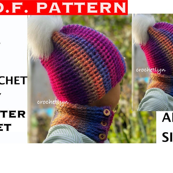 Crochet Hat PATTERN - beanie hat pattern (Baby - Adult sizes) - Instant PDF Download, elegant, stylish, cozy, warm, winter, confident,