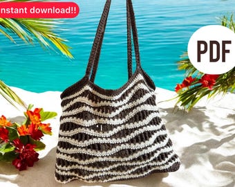 Crochet Mesh Tote Bag Pattern, Beginner Friendly (PDF)