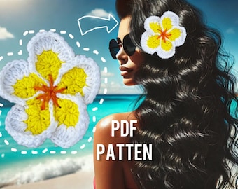 Crochet Plumeria Flower Pattern: Tropical Appliqué (PDF Download)