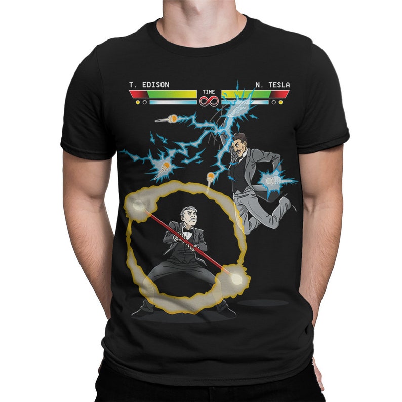 Nikola Tesla vs Thomas Edison Funny TShirt Current War Tee Etsy