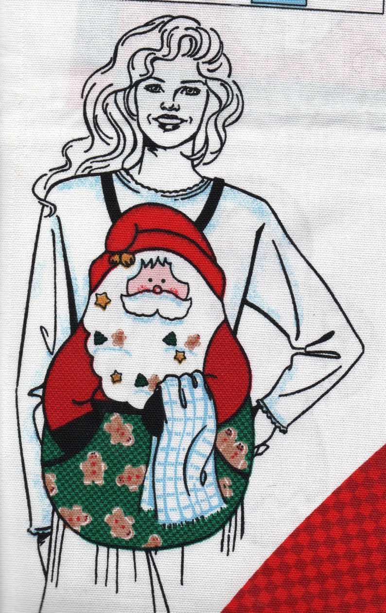 Christmas Daisy Kingdom Santa Face Apron Fabric Panel